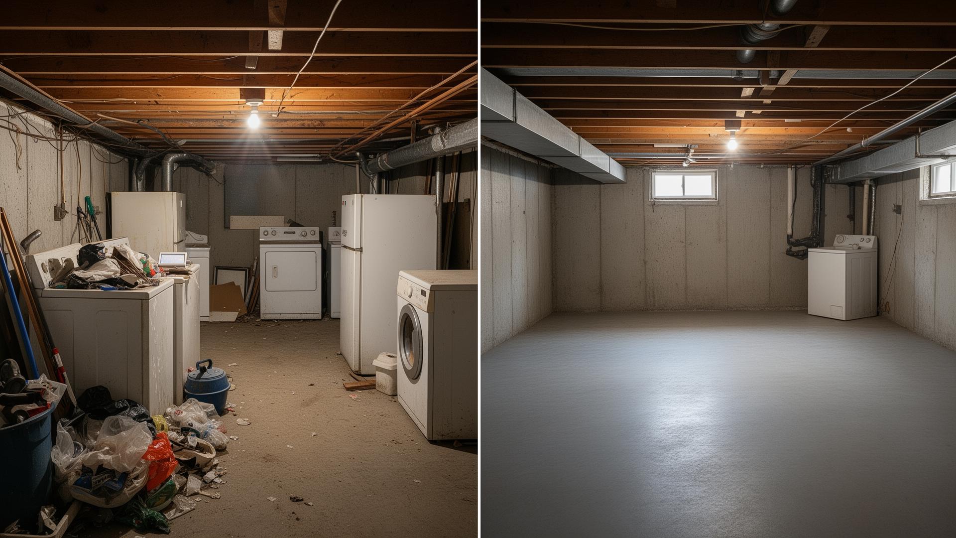 Before and after basement appliance removal Rothschild WI