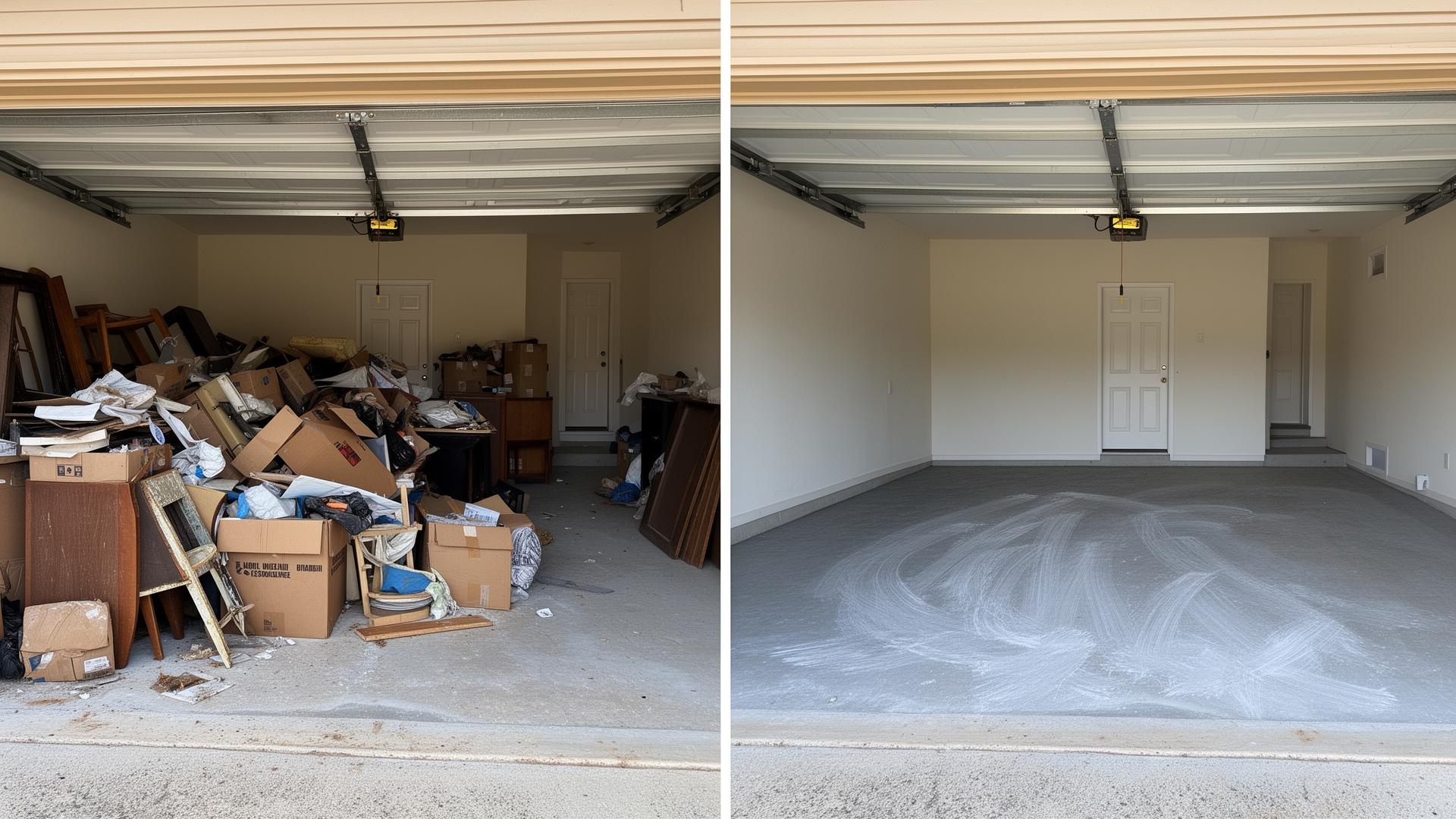 Before and after garage cleanout junk removal Wausau WI